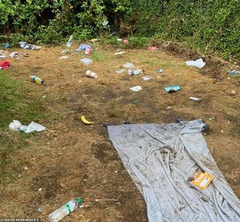 Residents and local police say it is now ravaged by mass crowds traveling more than 200 miles for a photo - with some rubbish (pictured)