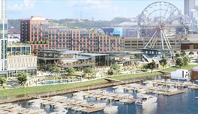 Rendering of the green space plan of the Millcraft pavilion as part of his Esplanade pour Chateau development project.  The proposal still includes plans for a Ferris wheel - IMAGE: COURTESY OF MILLCRAFT