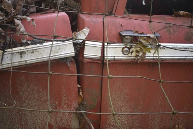 The bed separates from the cabin as nature slowly retrieves the raw materials from the truck.